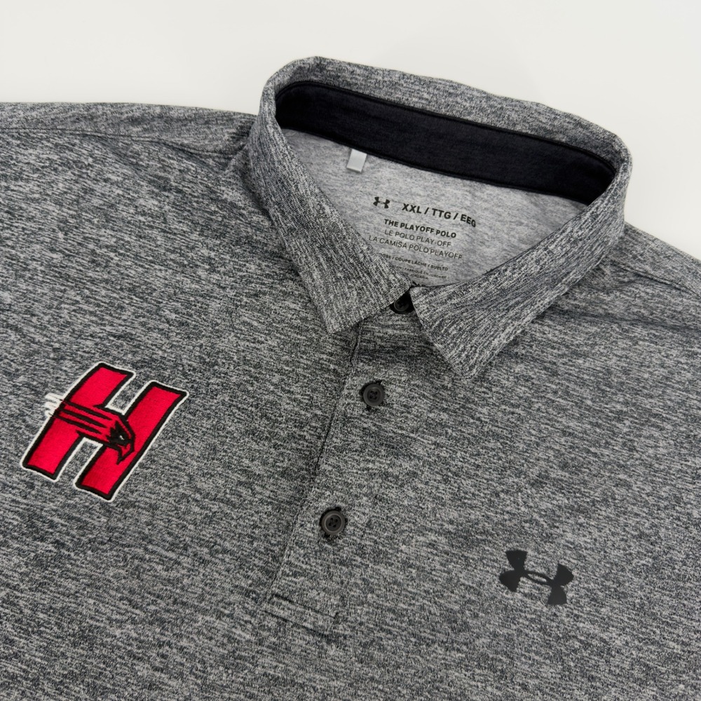 Under Armour Mens XXL Heatgear Loose Playoff Polo Shirt Gray Hartford Logo Golf